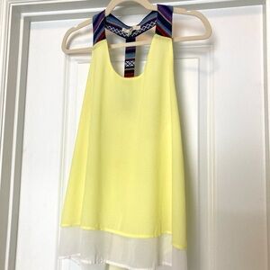 Ya Los Angeles Yellow Asymmetrical Sleeveless Tank Top